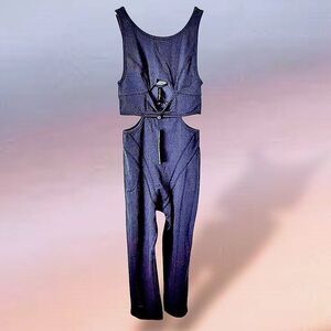 NWT For Love & Lemons Chloe Midnight Blue Ribbed One Piece Unitard/Jumpsuit